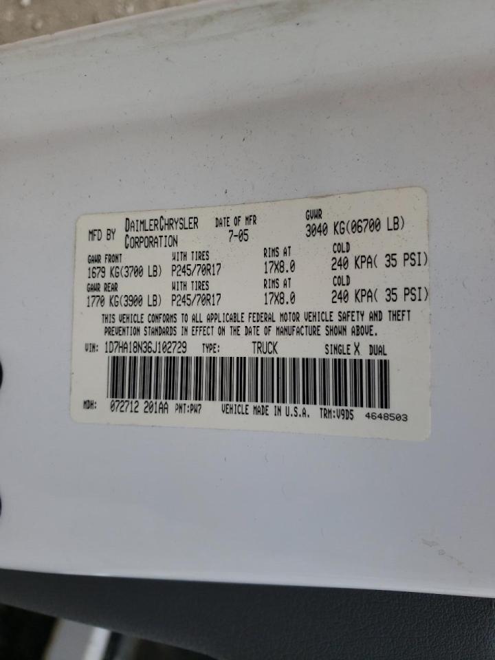 Photo 10 from auction – 2006 DODGE RAM 1500 S with VIN 1D7HA18N36J102729
