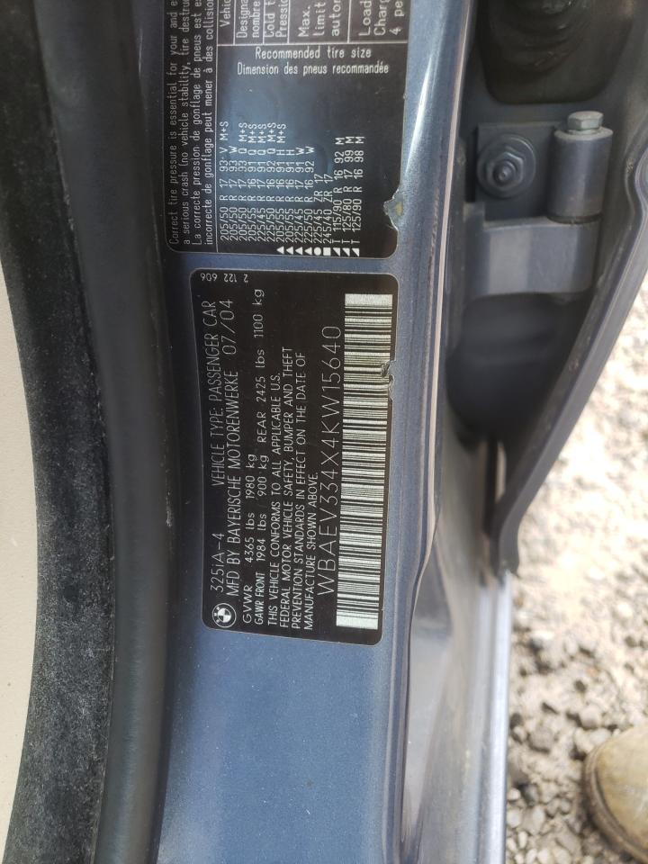 Photo 10 from auction – 2004 BMW 325I with VIN WBAEV334X4KW15640