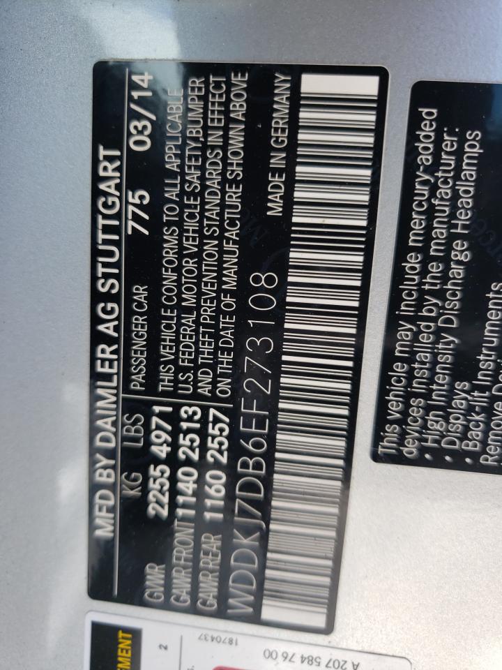Photo 10 from auction – 2014 MERCEDES-BENZ E 550 with VIN WDDKJ7DB6EF273108