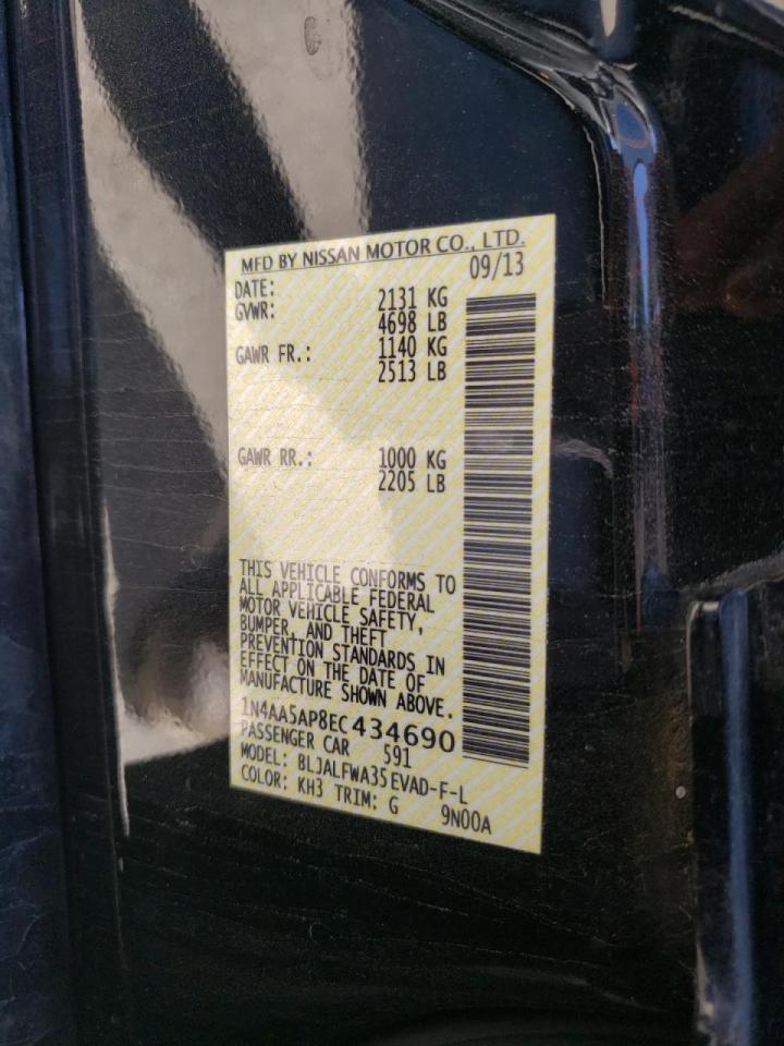 Photo 10 from auction – 2022 NISSAN MAXIMA S with VIN 1N4AA5AP8EC434690