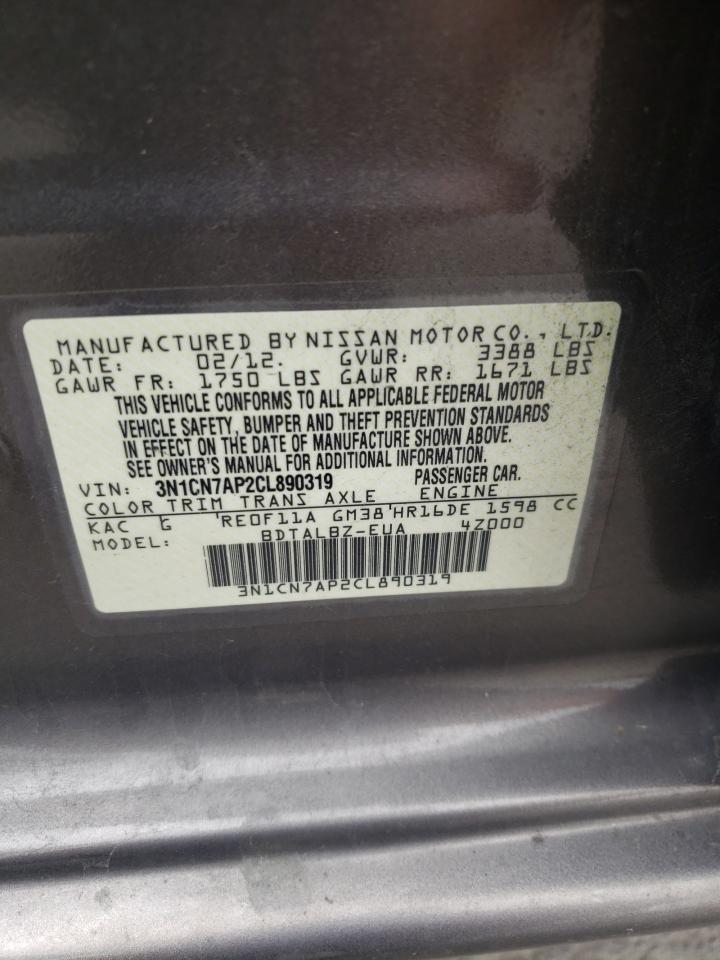 Photo 10 from auction – 2012 NISSAN VERSA S with VIN 3N1CN7AP2CL890319