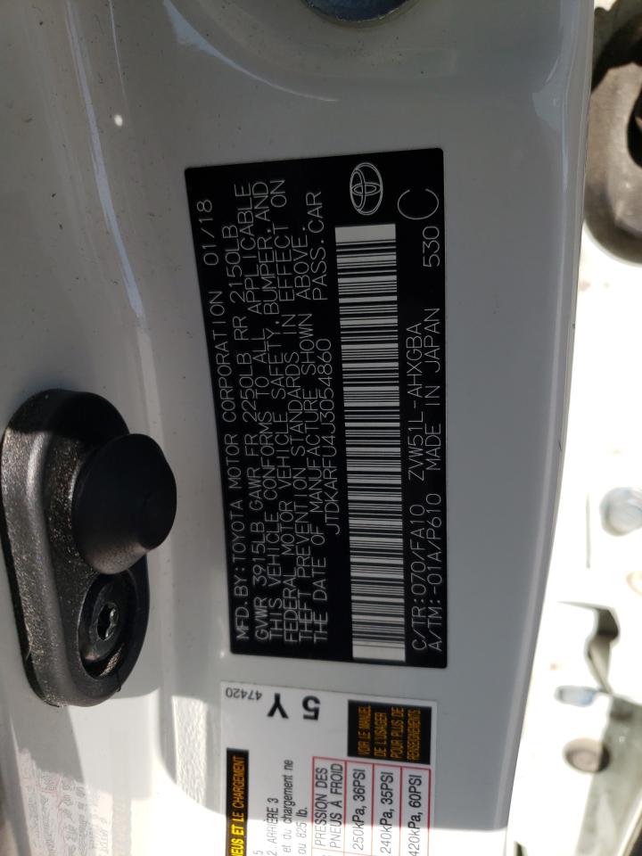 Photo 10 from auction – 2018 TOYOTA PRIUS with VIN JTDKARFU4J3054860
