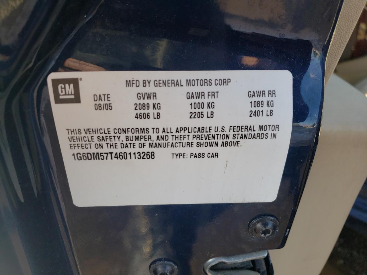 Photo 10 from auction – 2006 CADILLAC CTS with VIN 1G6DM57T460113268