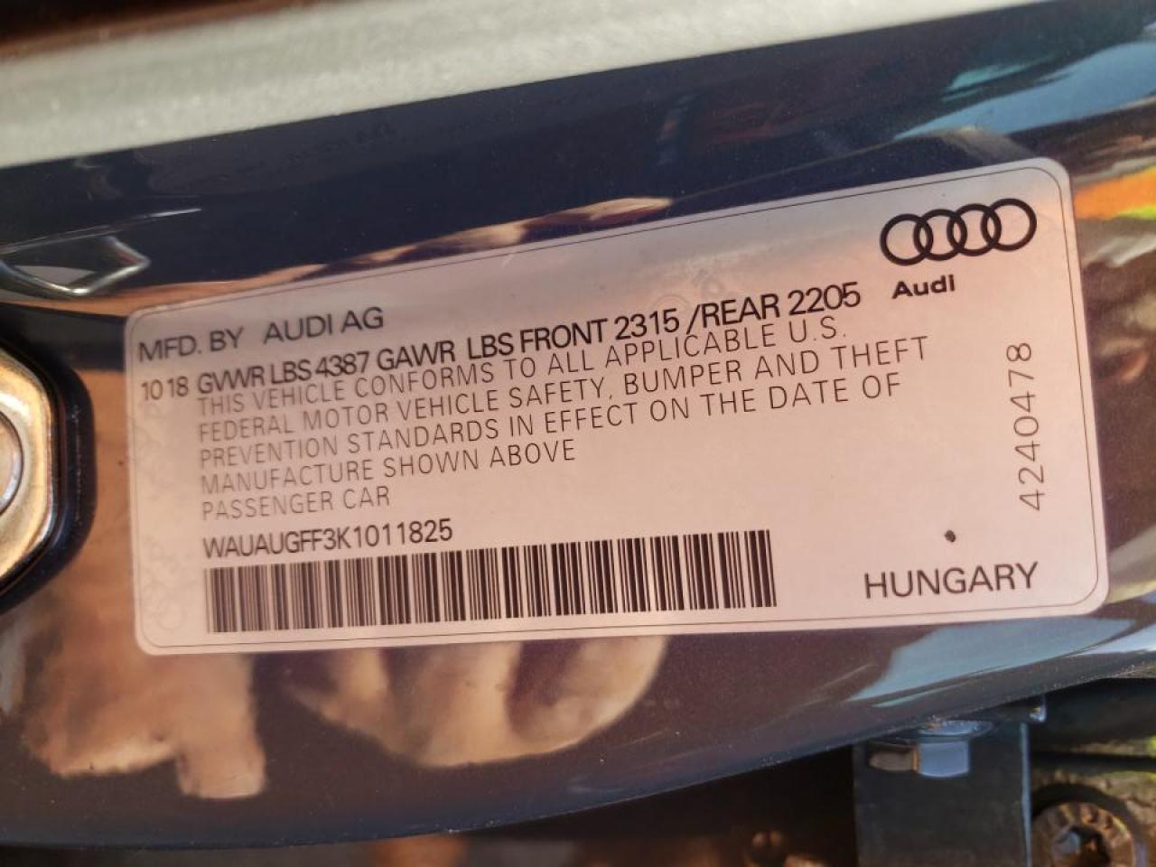 صورة رقم 10 من المزاد - 2019 AUDI A3 PREMIUM مع VIN WAUAUGFF3K1011825