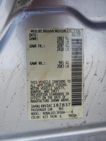 Photo 10 from auction – 2019 NISSAN ALTIMA S with VIN 1N4BL4BV1KC187837