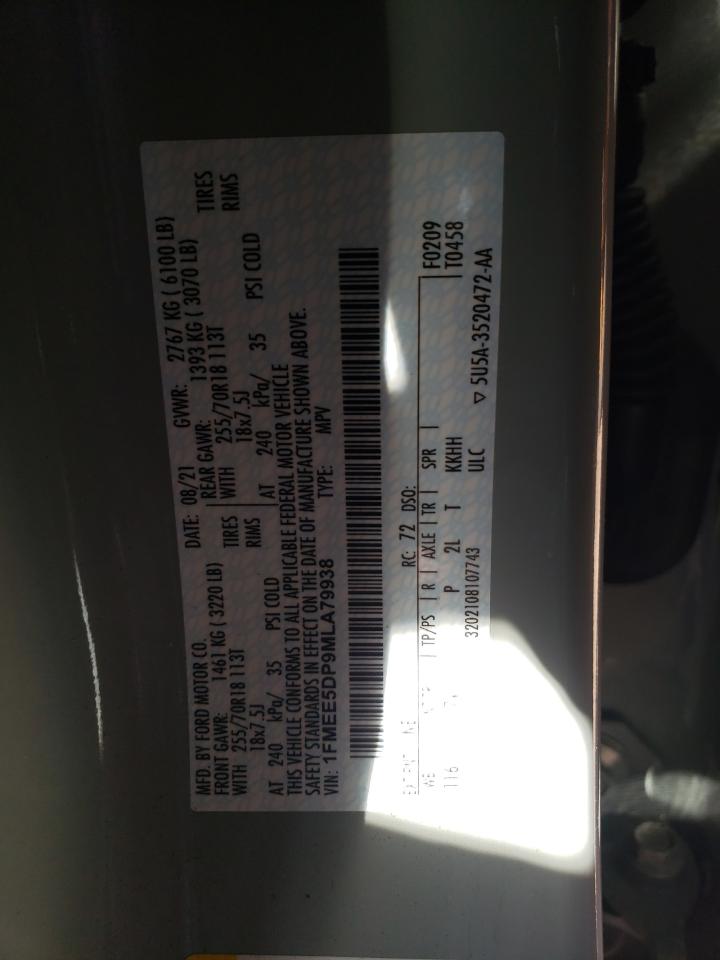 Photo 10 from auction – 2021 FORD BRONCO BAS with VIN 1FMEE5DP9MLA79938