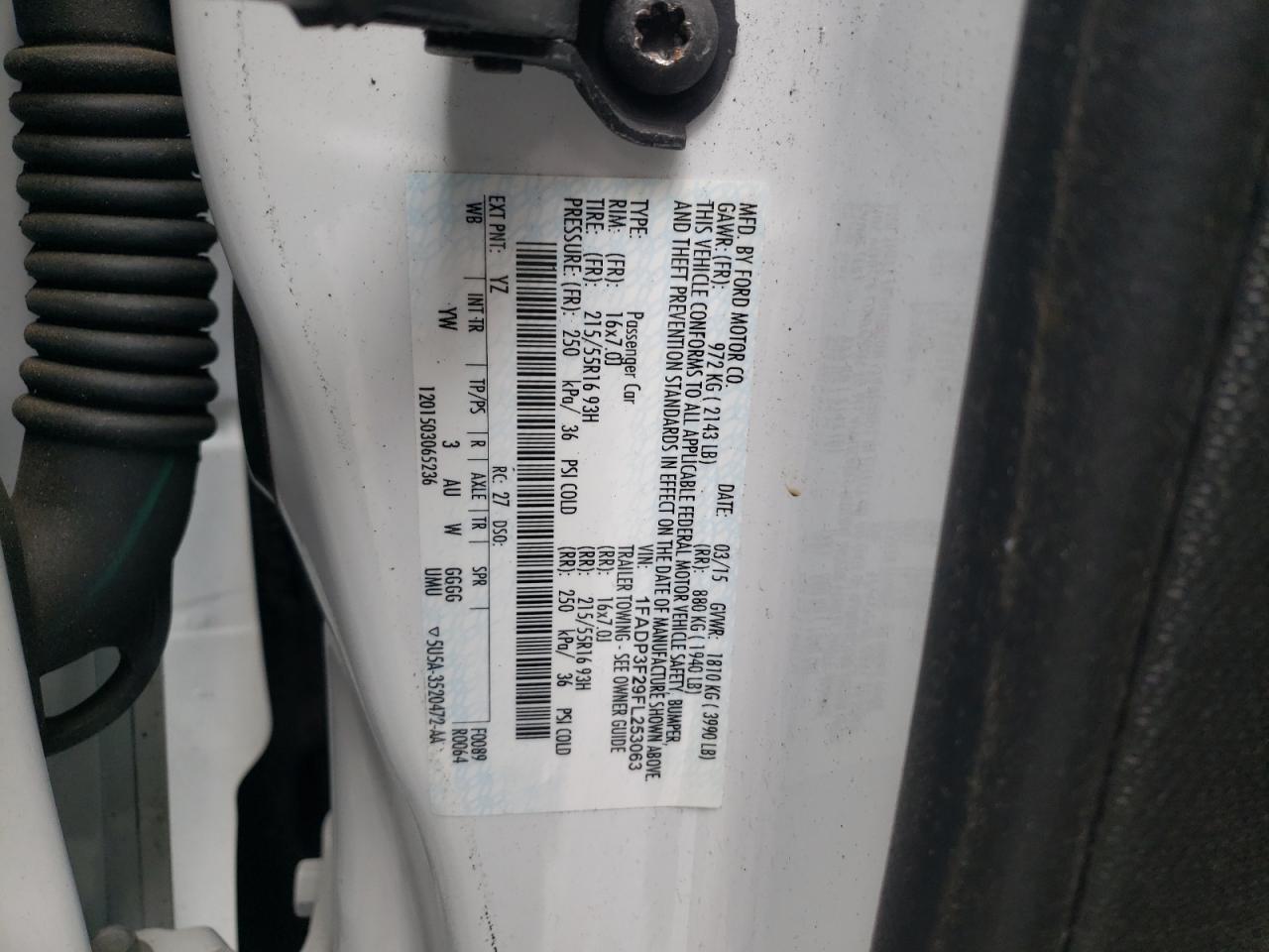 Photo 10 from auction – 2015 FORD FOCUS SE with VIN 1FADP3F29FL253063