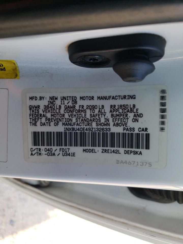 Photo 10 from auction – 2009 TOYOTA COROLLA BA with VIN 1NXBU40E49Z132633