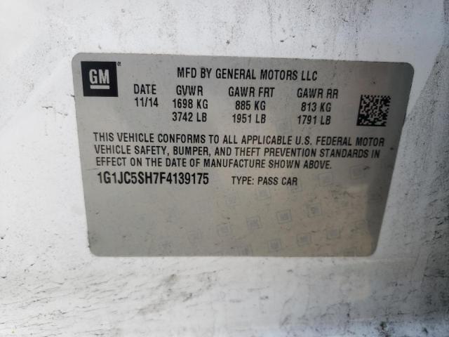 Photo 10 from auction – 2015 CHEVROLET SONIC LT with VIN 1G1JC5SH7F4139175
