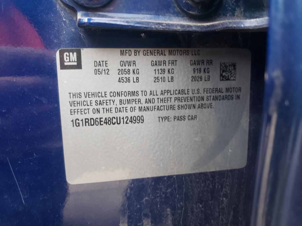 Photo 10 from auction – 2012 CHEVROLET VOLT with VIN 1G1RD6E48CU124999
