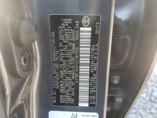 Photo 10 from auction – 2012 TOYOTA CAMRY BASE with VIN 4T1BF1FK7CU187025