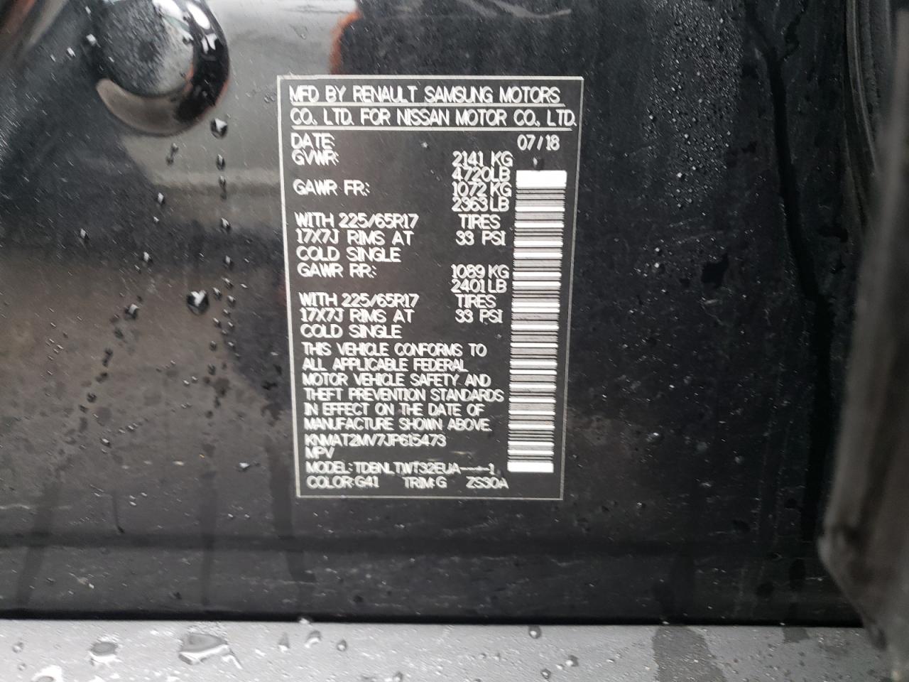Photo 10 from auction – 2018 NISSAN ROGUE S with VIN KNMAT2MV7JP615473
