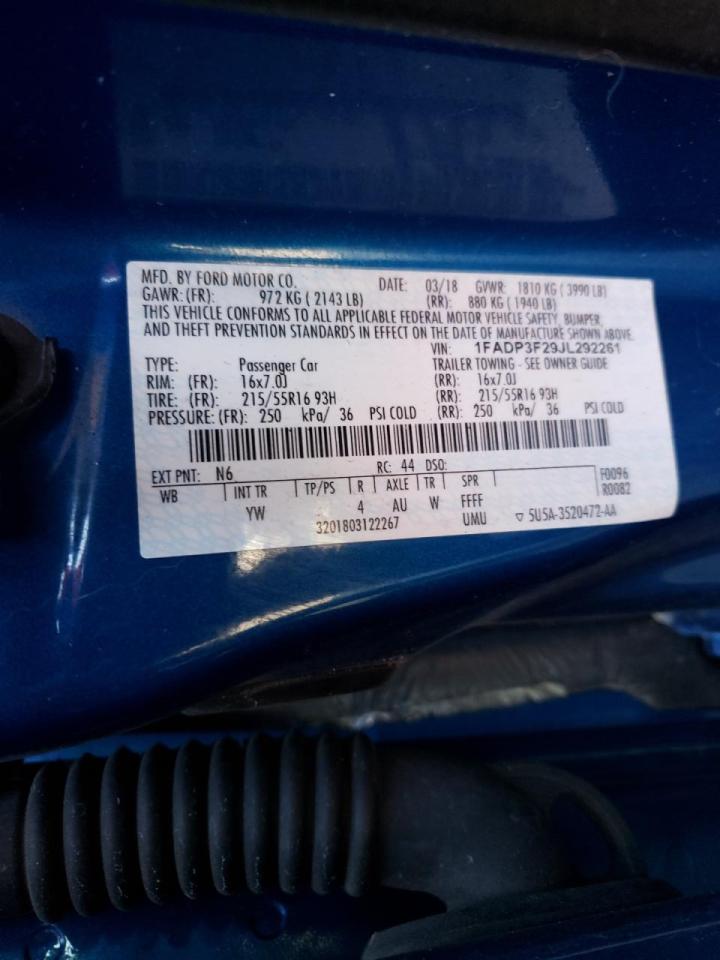 Photo 10 from auction – 2018 FORD FOCUS SE with VIN 1FADP3F29JL292261