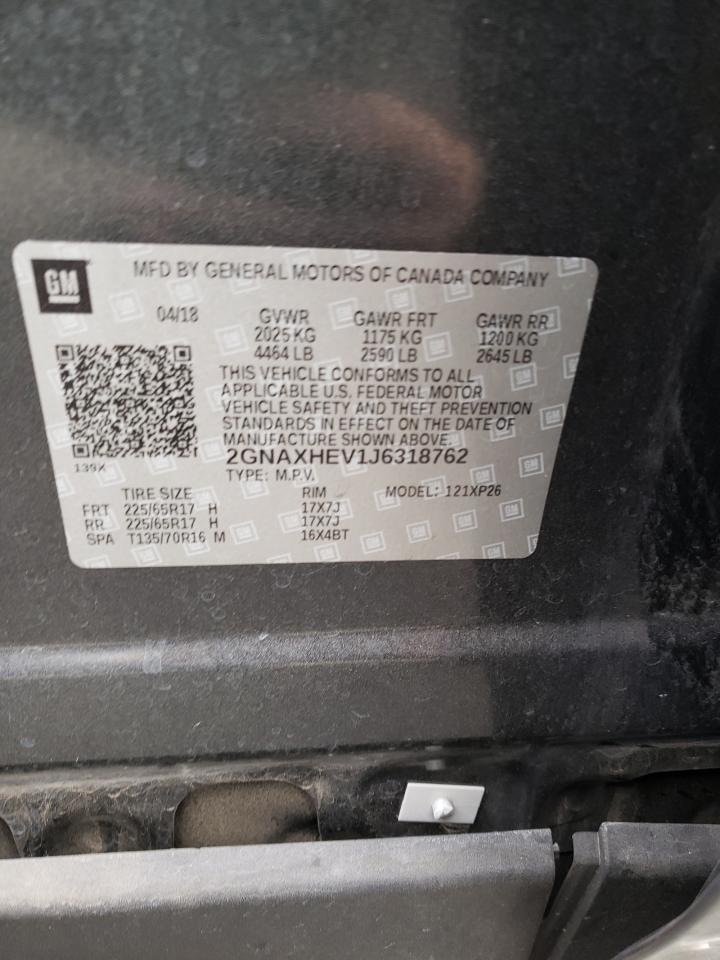 Photo 10 from auction – 2018 CHEVROLET EQUINOX LS with VIN 2GNAXHEV1J6318762