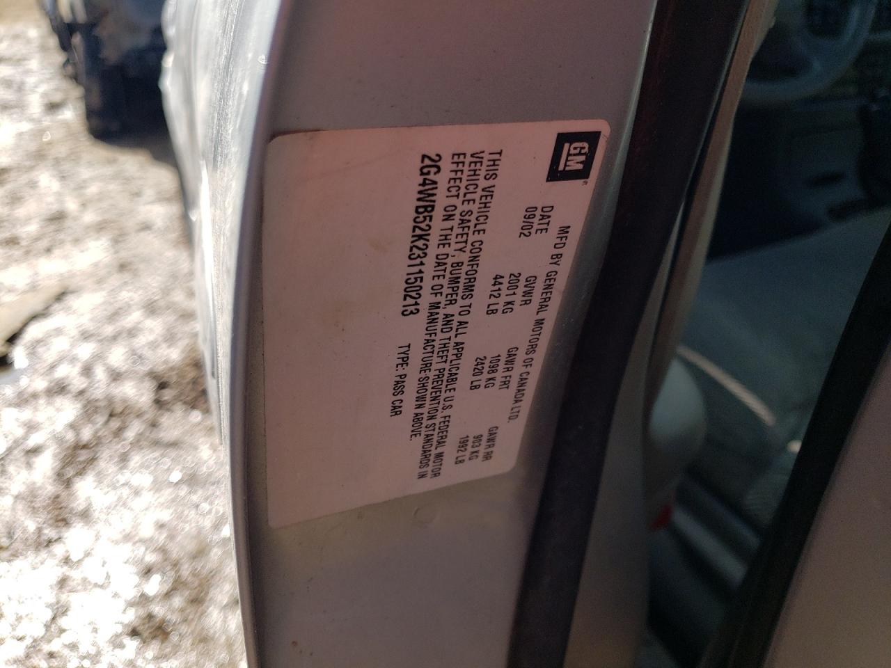 Photo 10 from auction – 2003 BUICK REGAL LS with VIN 2G4WB52K231150213