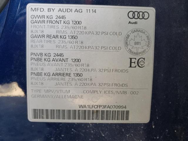 Photo 10 from auction – 2015 AUDI Q5 PREMIUM with VIN WA1LFCFP3FA070994