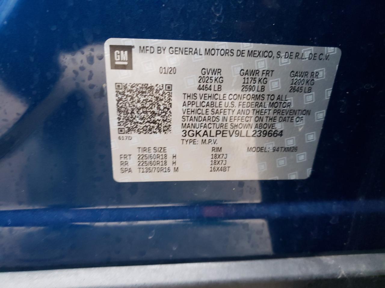 Photo 10 from auction – 2020 GMC TERRAIN SL with VIN 3GKALPEV9LL239664