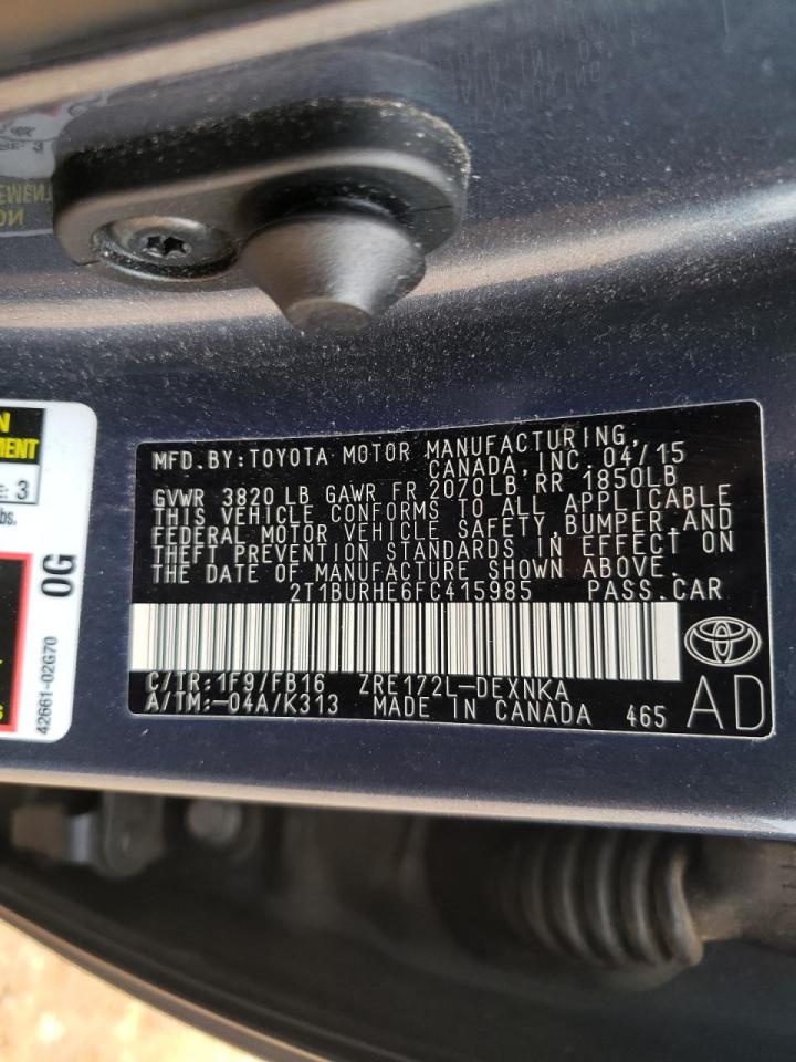 Photo 10 from auction – 2015 TOYOTA COROLLA L with VIN 2T1BURHE6FC415985
