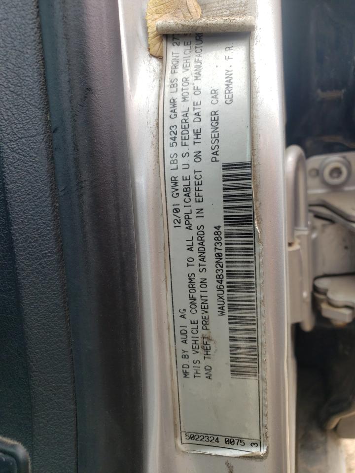 Photo 10 from auction – 2002 AUDI S6 AVANT Q with VIN WAUXU64B32N073884