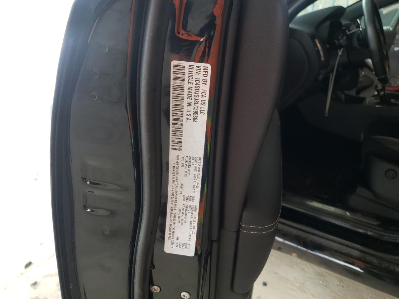 Photo 10 from auction – 2020 DODGE DURANGO SR with VIN 1C4SDJGJ8LC395808