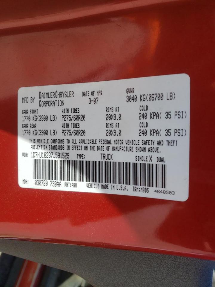 Photo 10 from auction – 2007 DODGE RAM 1500 S with VIN 1D7HU18287J591529