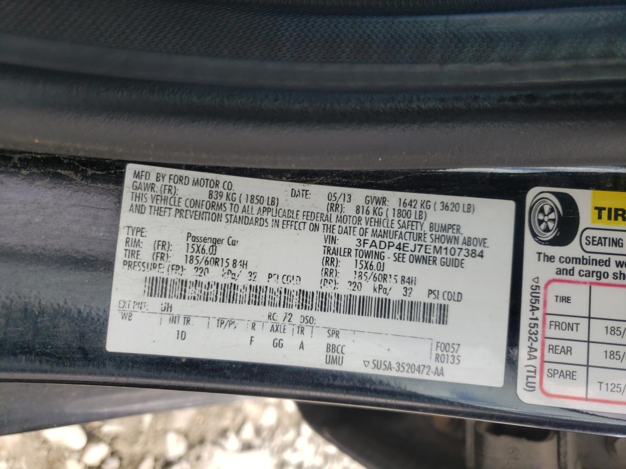 Photo 10 from auction – 2014 FORD FIESTA SE with VIN 3FADP4EJ7EM107384