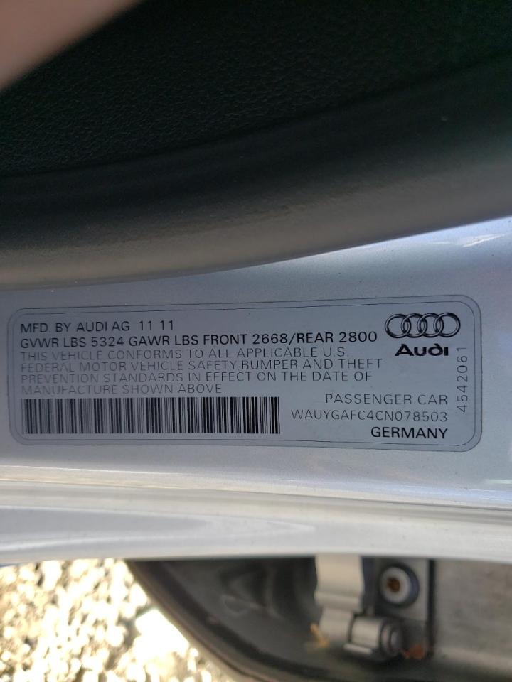 Photo 10 from auction – 2012 AUDI A7 PREMIUM with VIN WAUYGAFC4CN078503