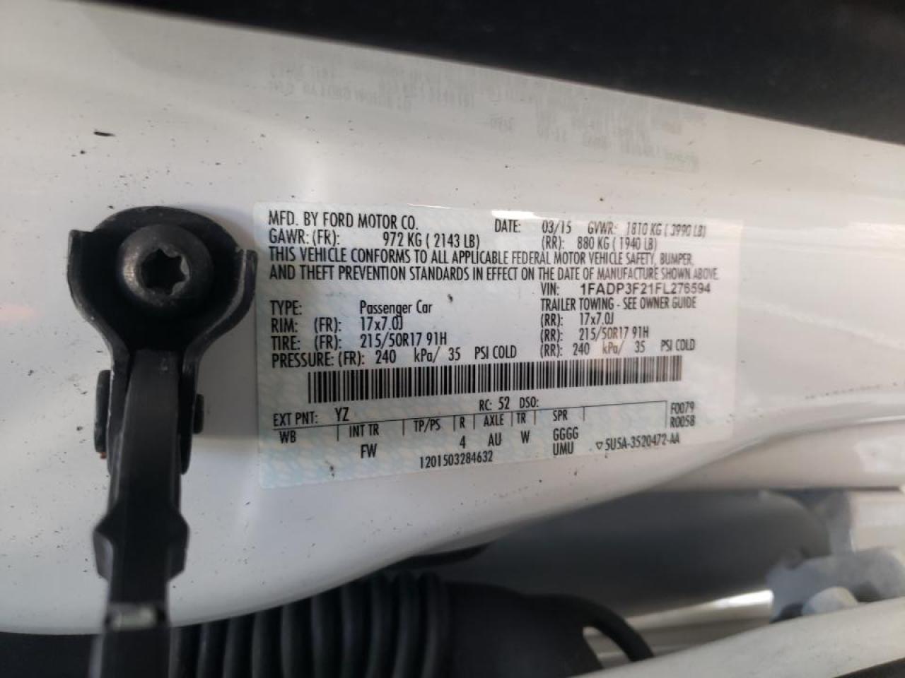 Photo 10 from auction – 2015 FORD FOCUS SE with VIN 1FADP3F21FL276594