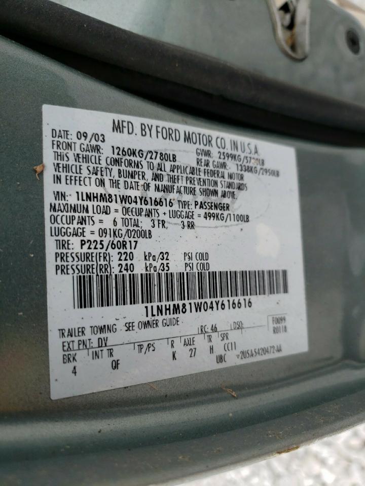 Photo 10 from auction – 2004 LINCOLN TOWN CAR E with VIN 1LNHM81W04Y616616