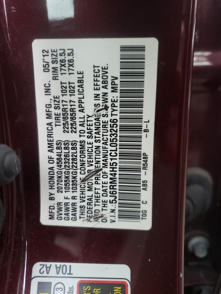 Photo 10 from auction – 2012 HONDA CR-V EX with VIN 5J6RM4H51CL053256