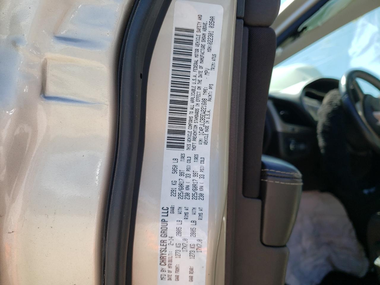 Photo 10 from auction – 2014 JEEP CHEROKEE L with VIN 1C4PJLCB5EW221608