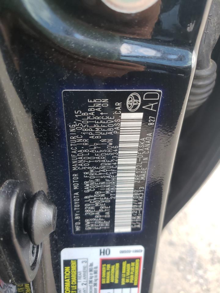 Photo 10 from auction – 2015 TOYOTA COROLLA L with VIN 2T1BURHE1FC423346