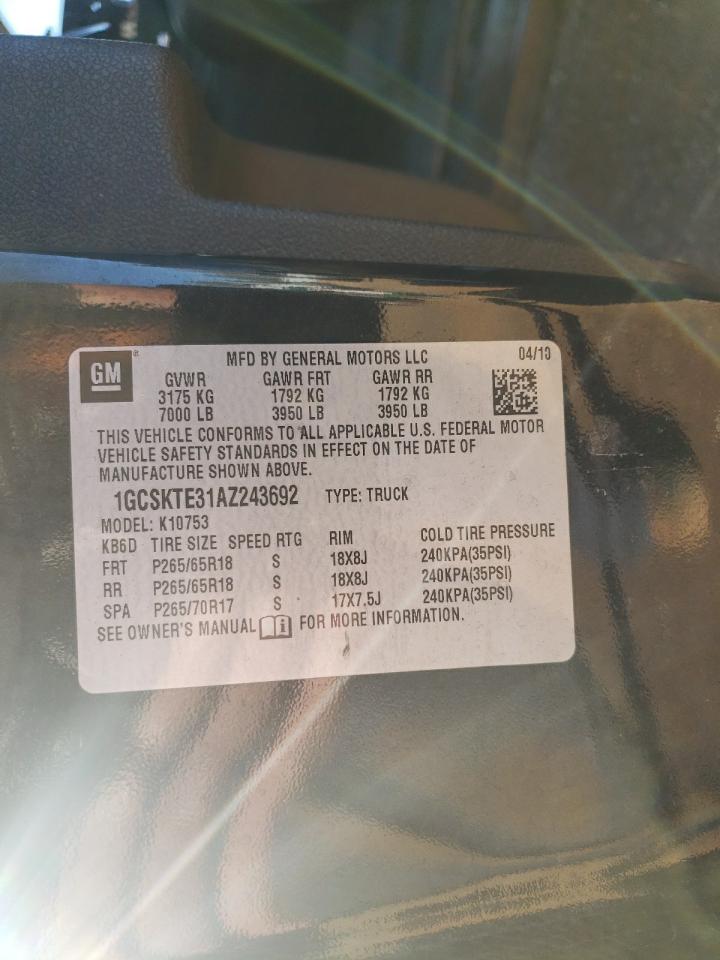 Photo 10 from auction – 2010 CHEVROLET SILVERADO with VIN 1GCSKTE31AZ243692