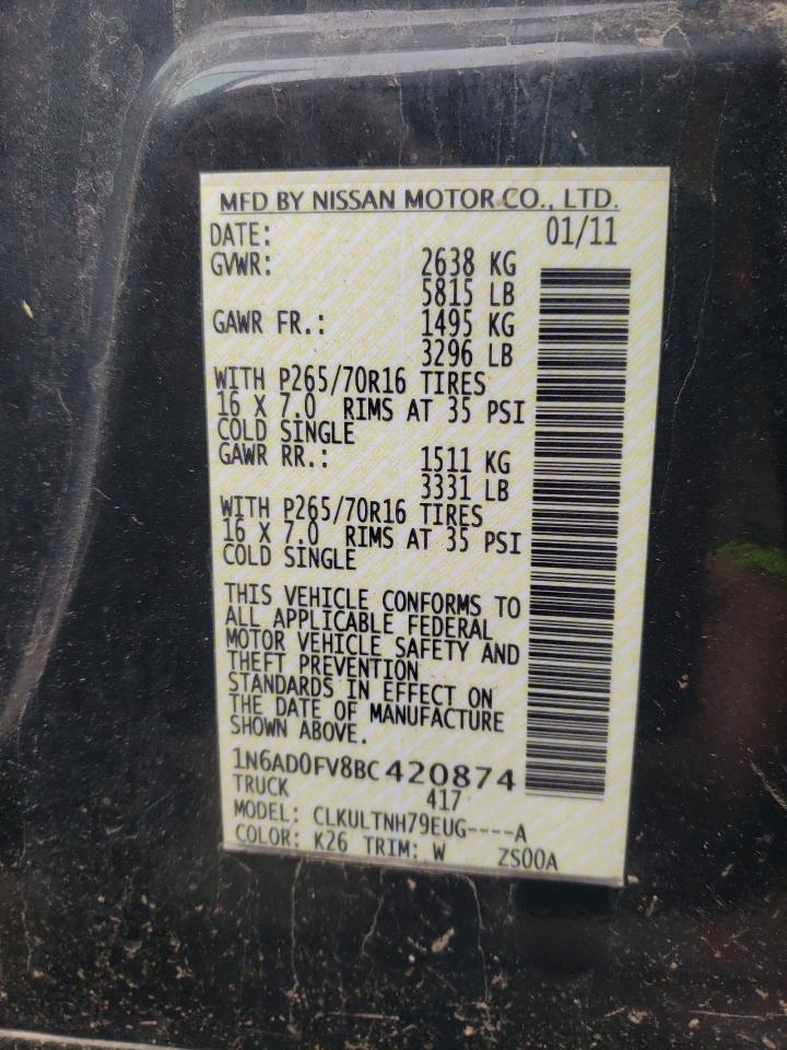 Photo 10 from auction – 2011 NISSAN FRONTIER S with VIN 1N6AD0FV8BC420874