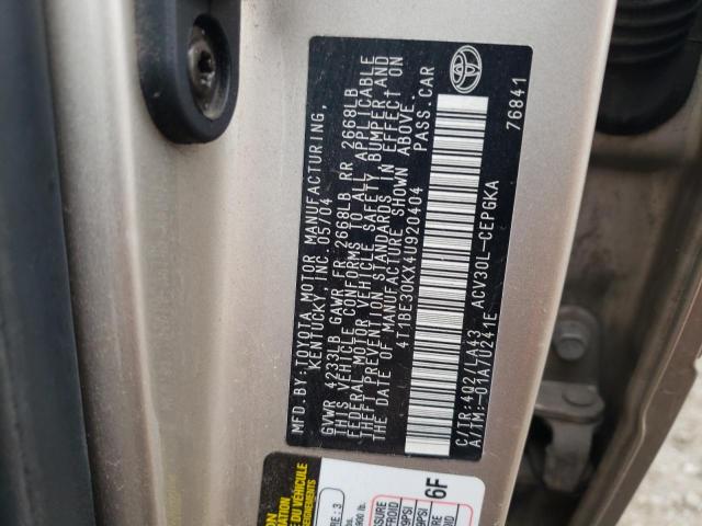 Photo 10 from auction – 2004 TOYOTA CAMRY with VIN 4T1BE30KX4U920404