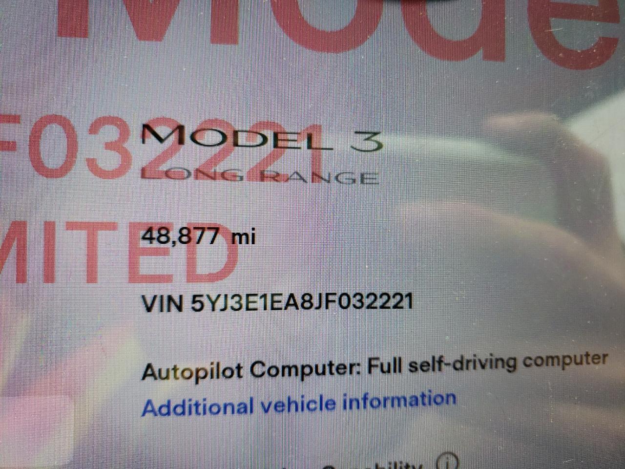 Photo 8 from auction – 2018 TESLA MODEL 3 with VIN 5YJ3E1EA8JF032221