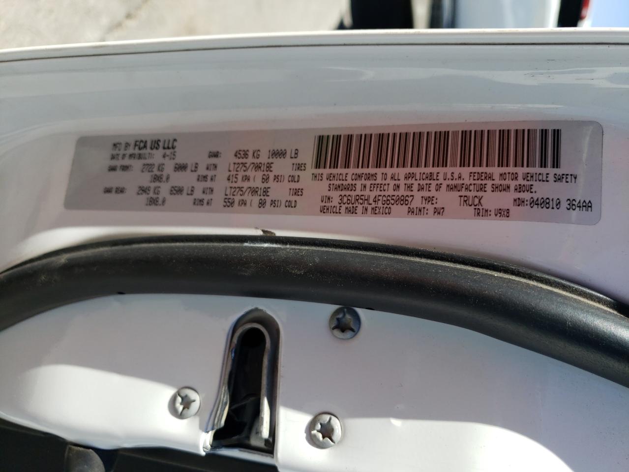 صورة رقم 10 من المزاد - 2015 RAM 2500 ST مع VIN 3C6UR5HL4FG650867