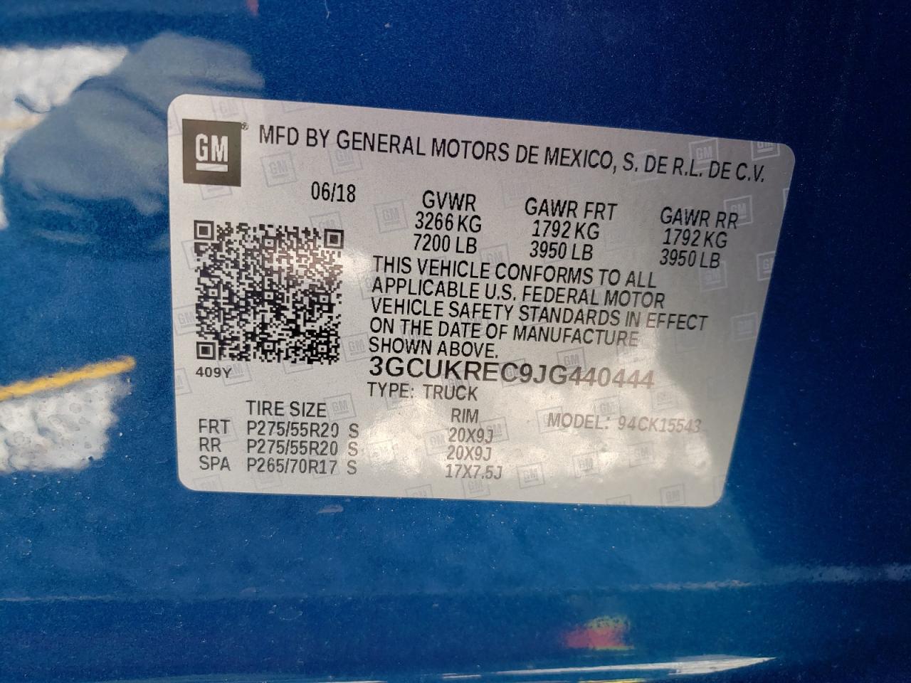 Photo 10 from auction – 2018 CHEVROLET SILVERADO with VIN 3GCUKREC9JG440444