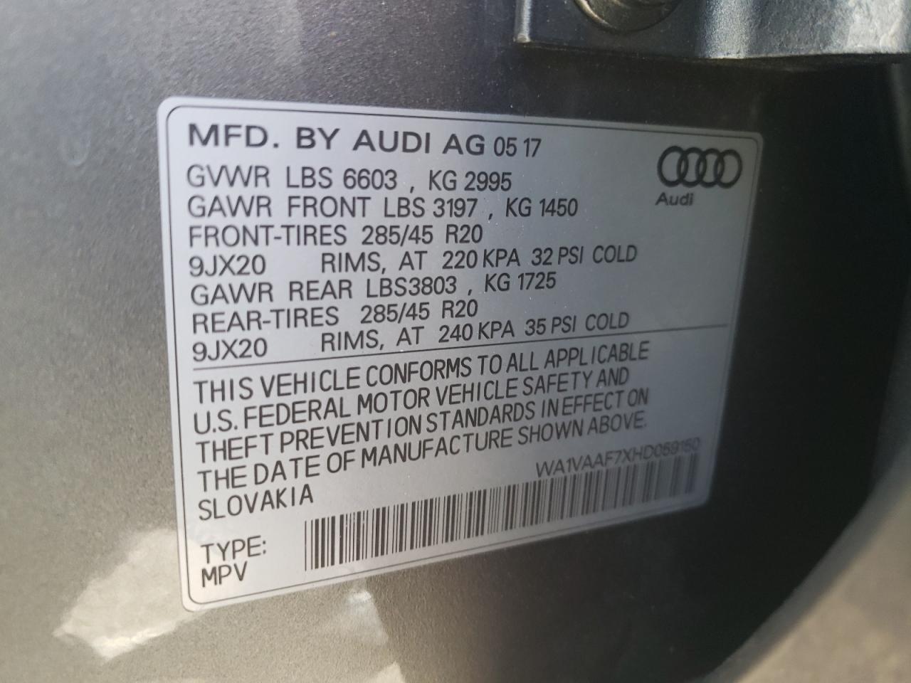 Photo 10 from auction – 2017 AUDI Q7 PRESTIG with VIN WA1VAAF7XHD059150