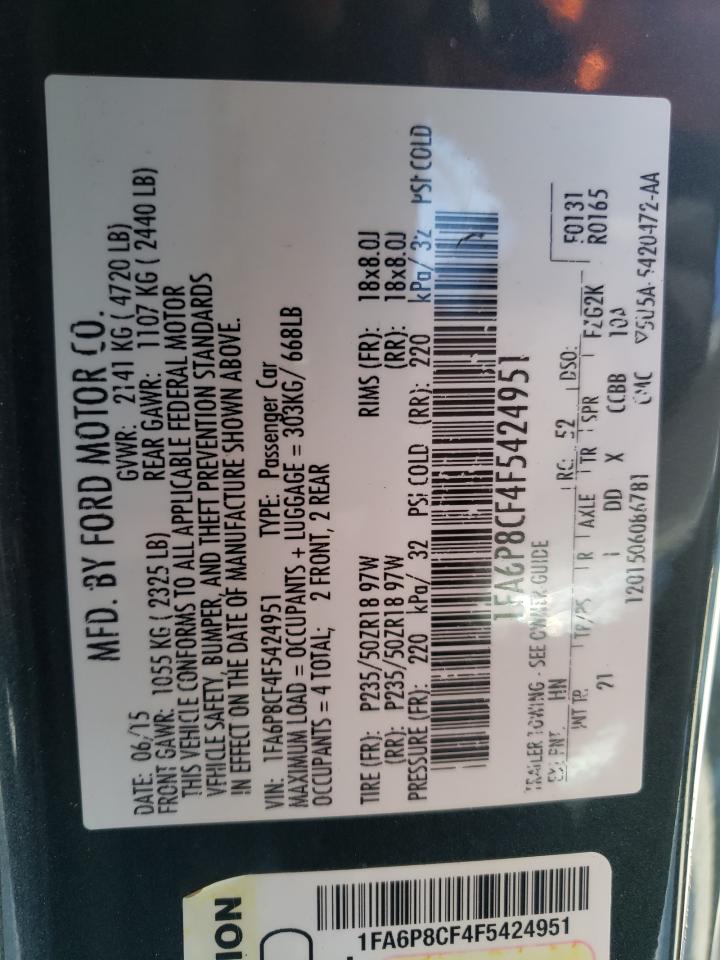 Photo 10 from auction – 2015 FORD MUSTANG GT with VIN 1FA6P8CF4F5424951