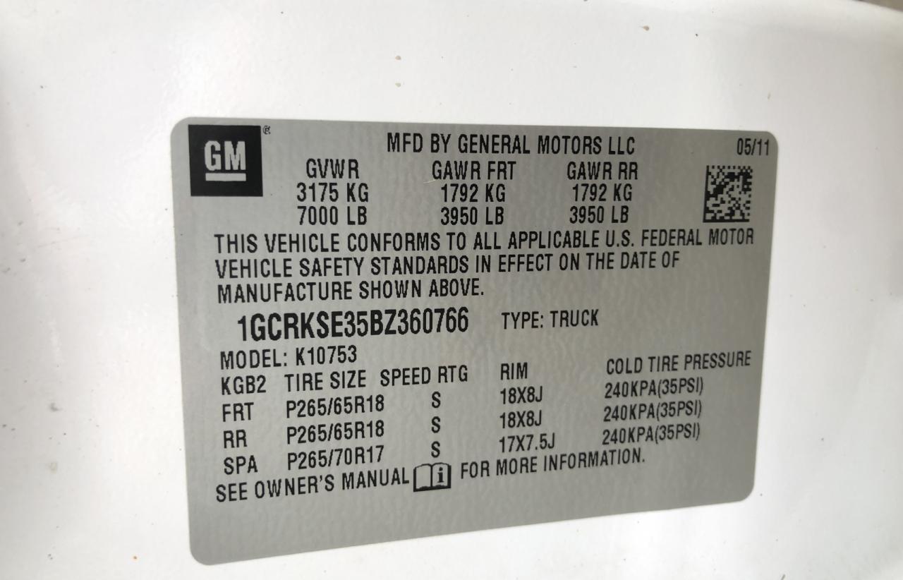 Photo 10 from auction – 2011 CHEVROLET SILVERADO with VIN 1GCRKSE35BZ360766