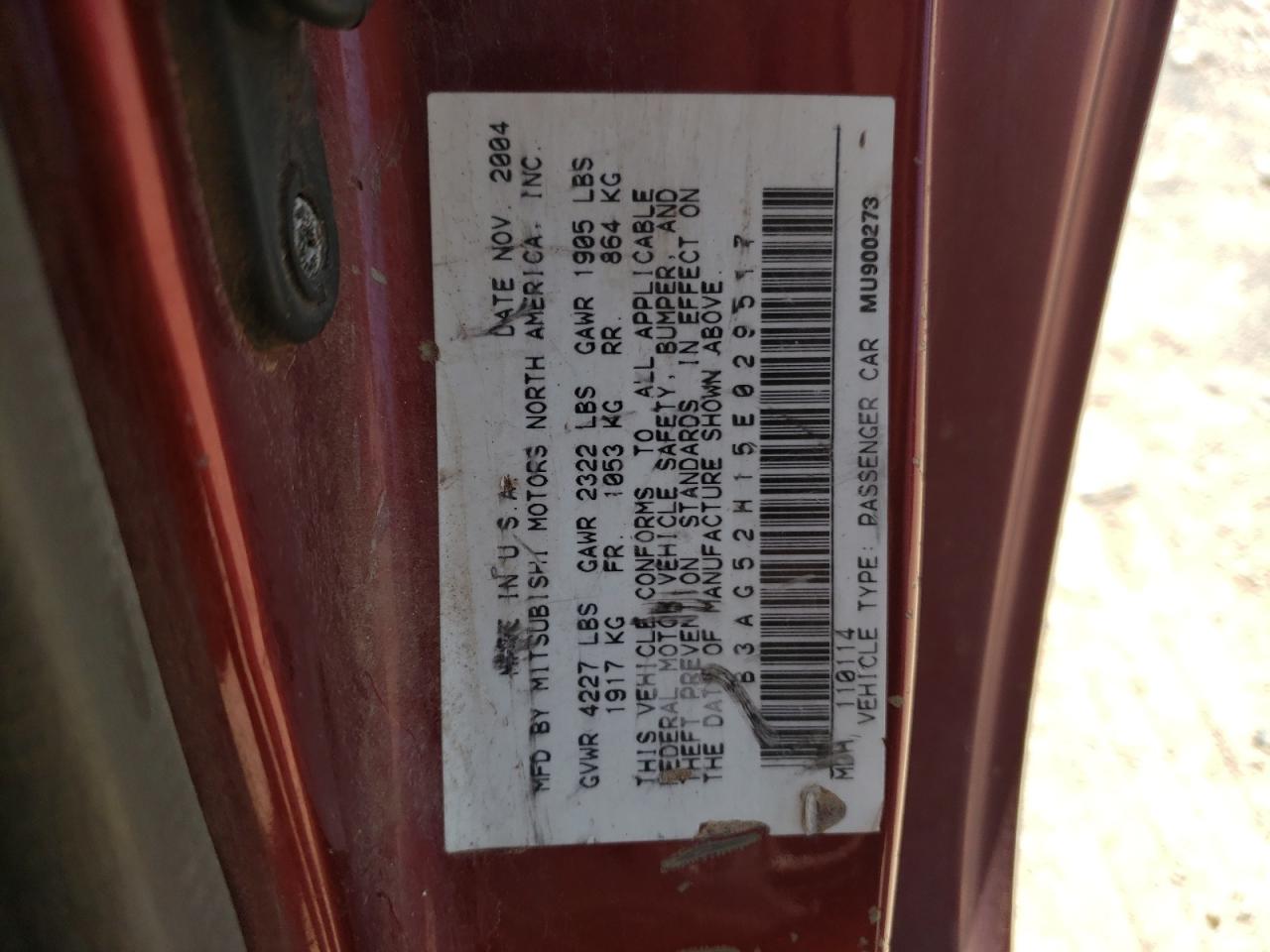 Photo 10 from auction – 2005 DODGE STRATUS R/ with VIN 4B3AG52H15E029517