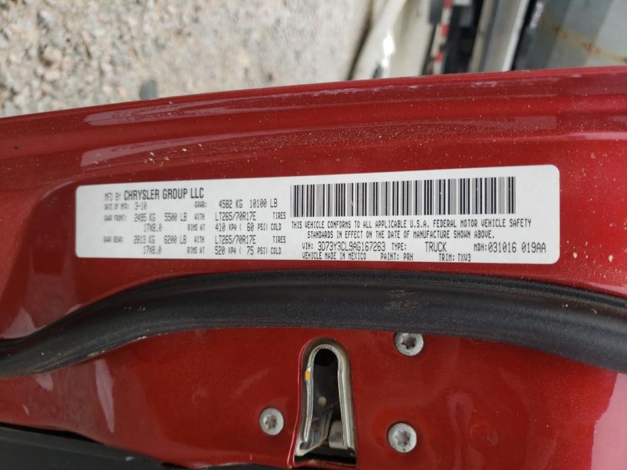 Photo 10 from auction – 2010 DODGE RAM 3500 with VIN 3D73Y3CL9AG167263