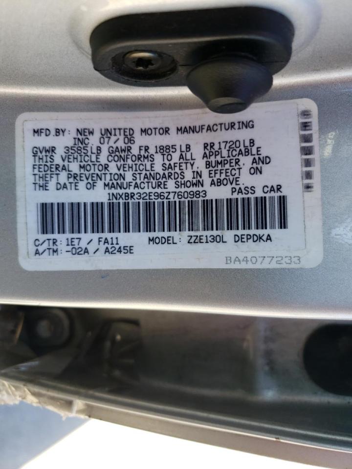 Photo 10 from auction – 2006 TOYOTA COROLLA CE with VIN 1NXBR32E96Z760983