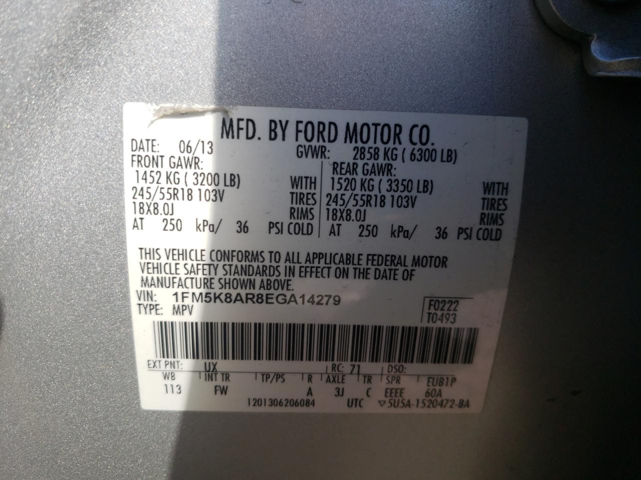 Photo 10 from auction – 2014 FORD EXPLORER P with VIN 1FM5K8AR8EGA14279