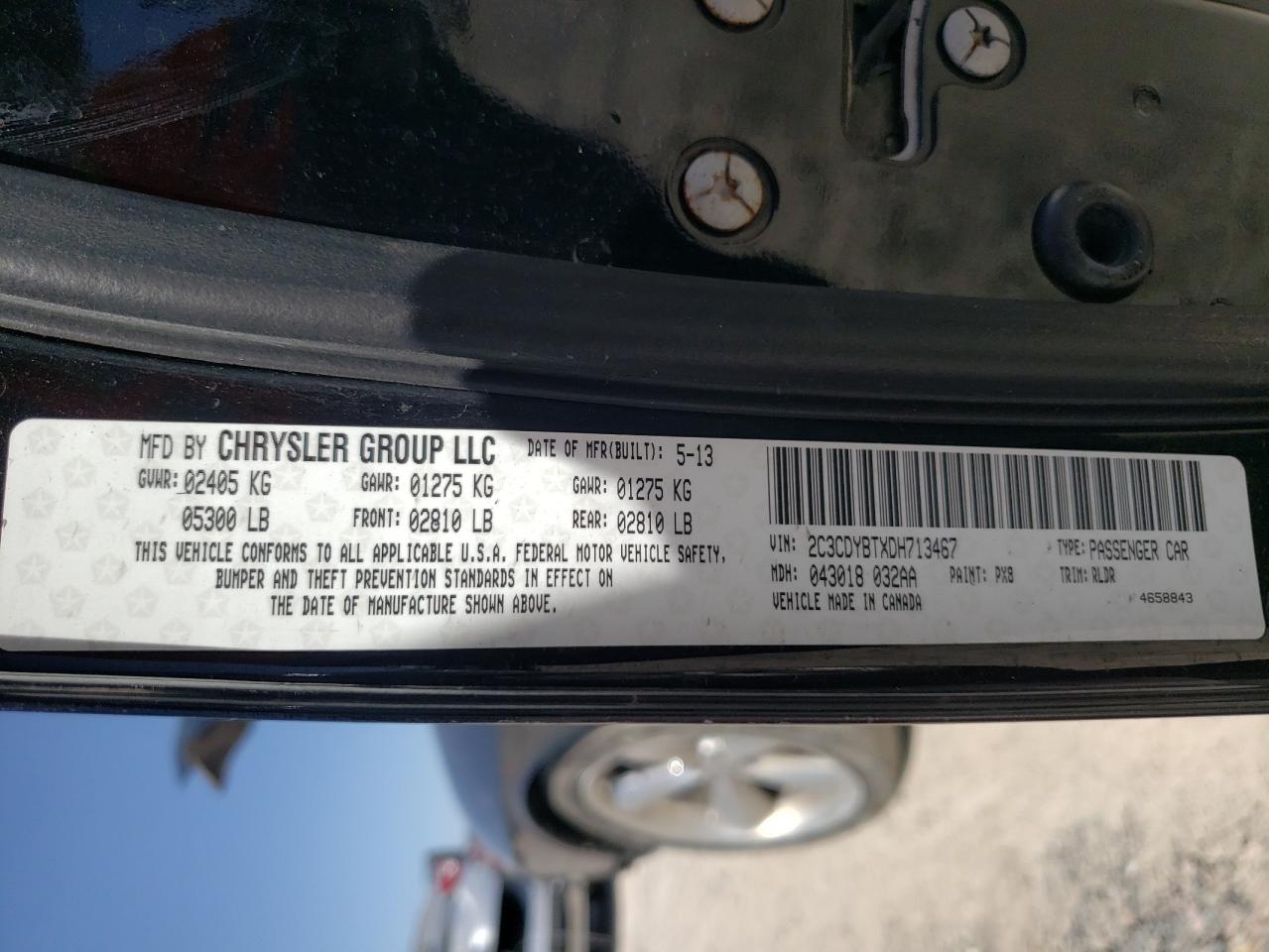 Photo 10 from auction – 2013 DODGE CHALLENGER with VIN 2C3CDYBTXDH713467
