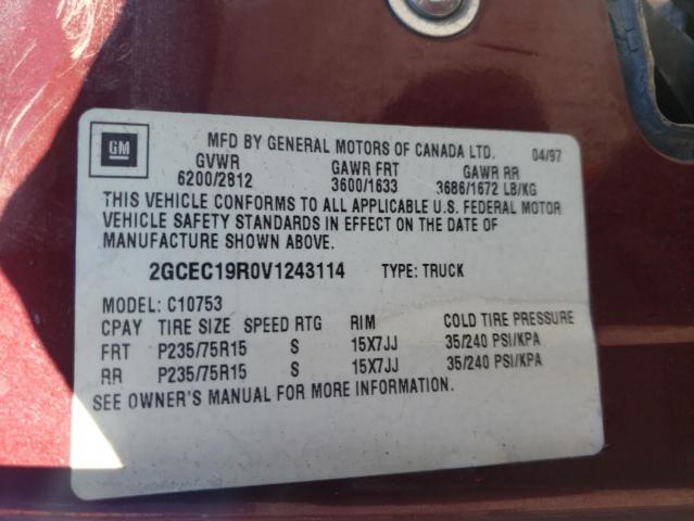 Photo 10 from auction – 1997 CHEVROLET GMT-400 C1 with VIN 2GCEC19R0V1243114