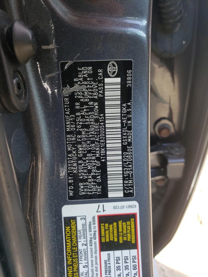 Photo 10 from auction – 2013 TOYOTA AVALON BAS with VIN 4T1BK1EB2DU054154