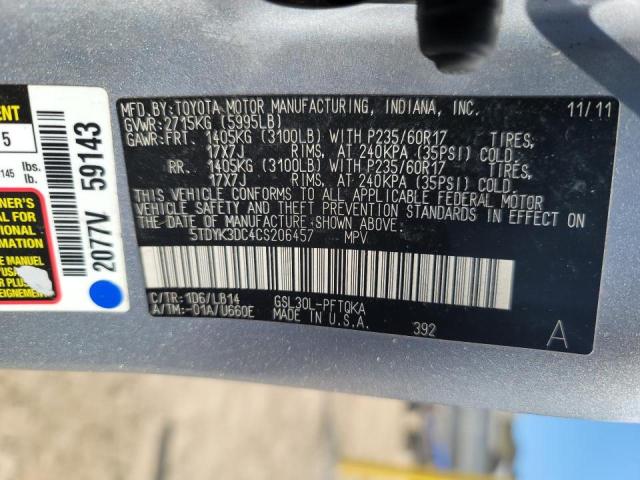 Photo 10 from auction – 2012 TOYOTA SIENNA XLE with VIN 5TDYK3DC4CS206457