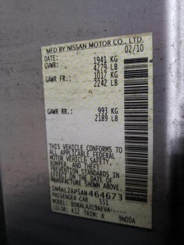Photo 10 from auction – 2010 NISSAN ALTIMA BAS with VIN 1N4AL2AP5AN464673